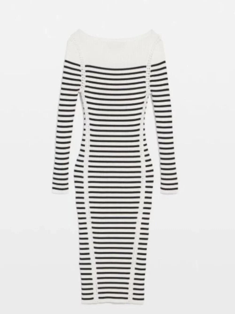 White House Black Market Black & White Striped Crochet Dress Size M